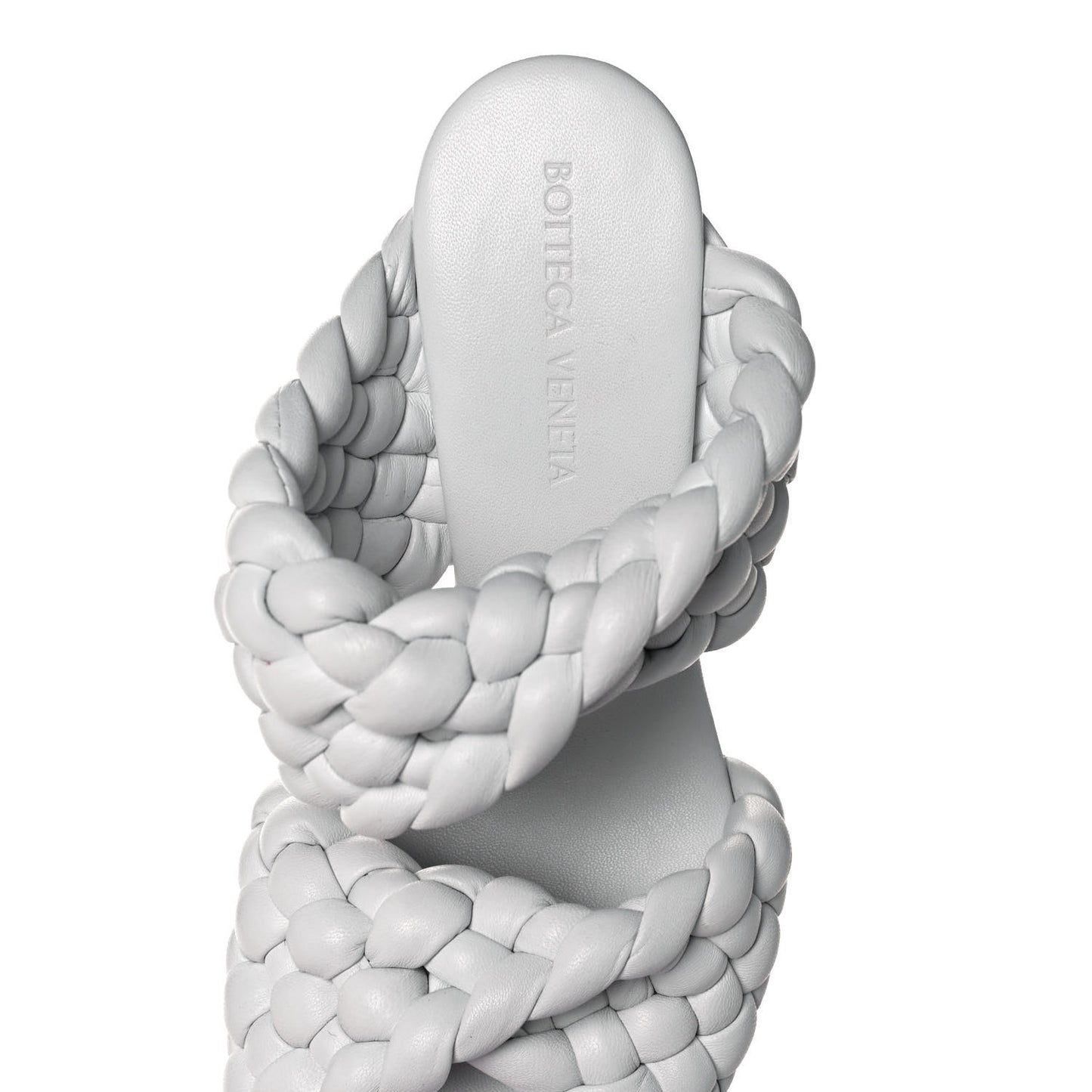 Nappa Twisted Padded Intrecciato Curve Slide Sandals 36 Optic White