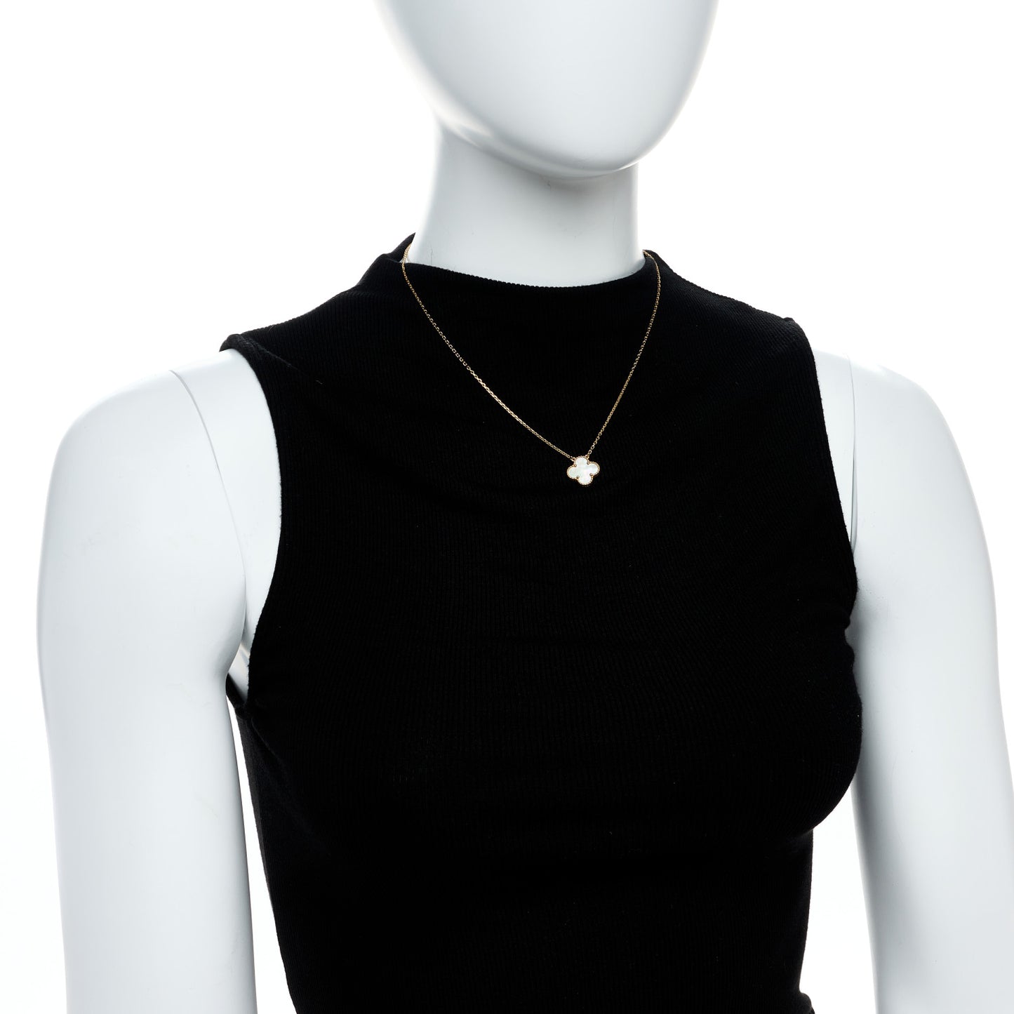 18K Yellow Gold Mother of Pearl Vintage Alhambra Pendant Necklace