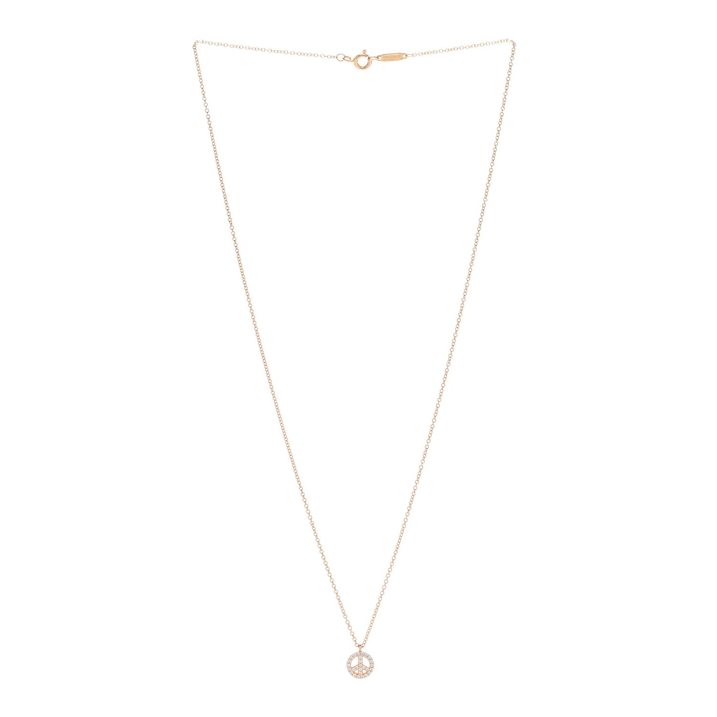 18K Rose Gold Diamond Mini Metro Peace Pendant Necklace
