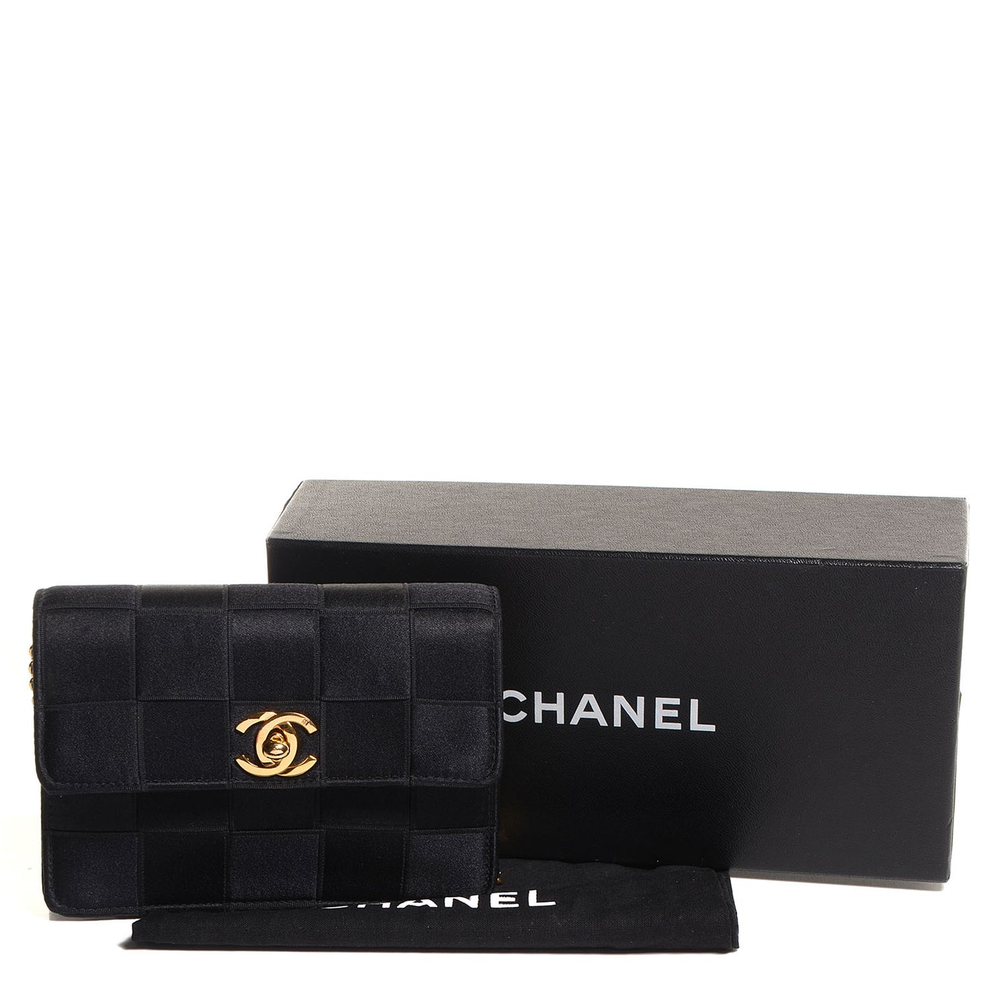 Satin Woven Mini Evening Flap Bag Black