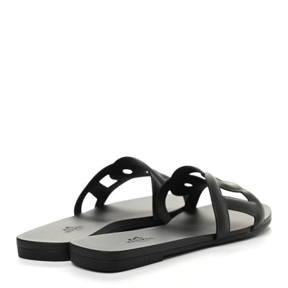 Hermes Rubber Aloha Sandals 38 Black 4 of 8