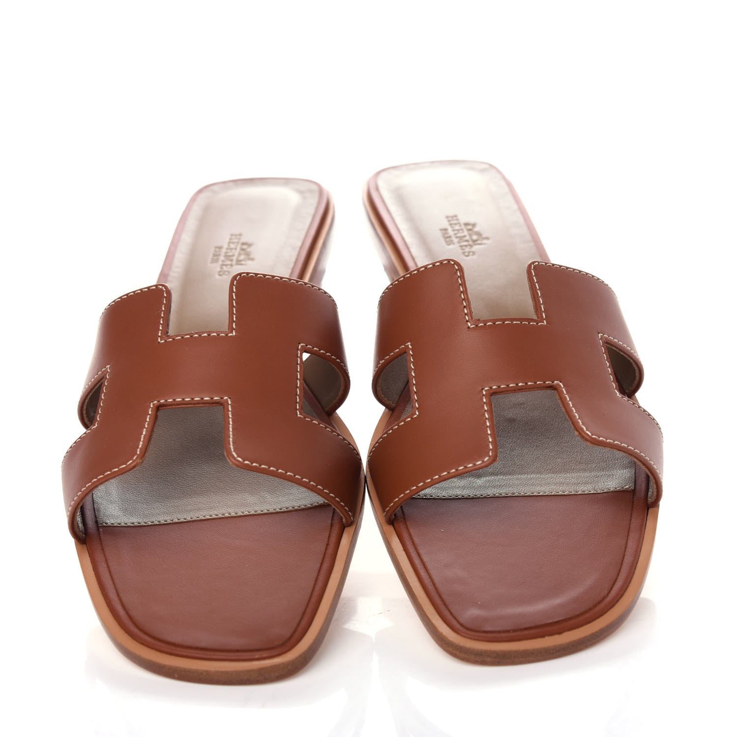 Hermes Box Calfskin Oran Sandals 40.5 Gold 5 of 11