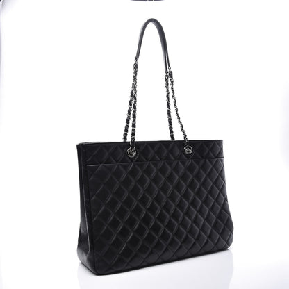 Chanel Calfskin Quilted Large Classic Shopping Tote Black 2 of 11