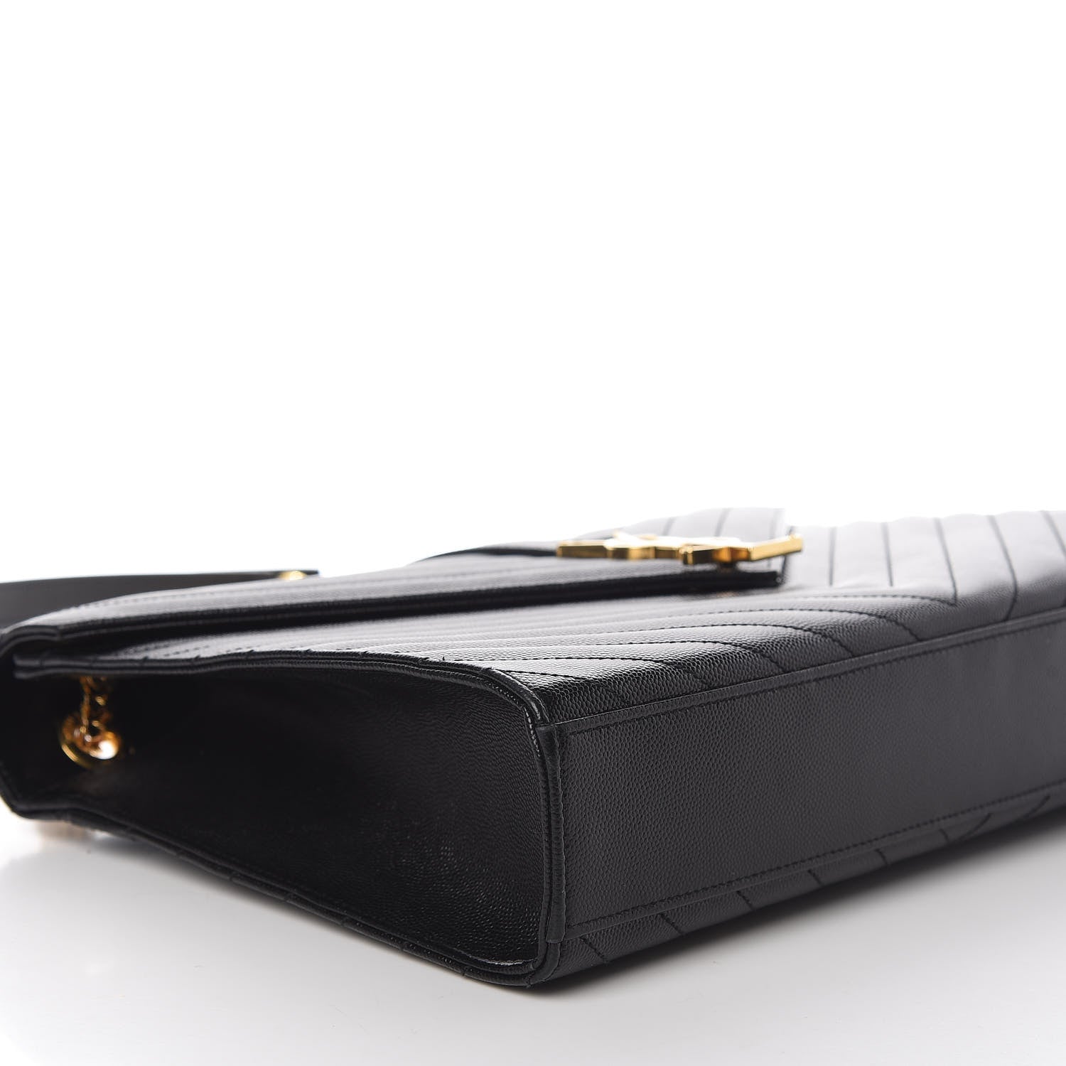 Saint Laurent Grain De Poudre Matelasse Chevron Large Monogram Satchel Black 8 of 11
