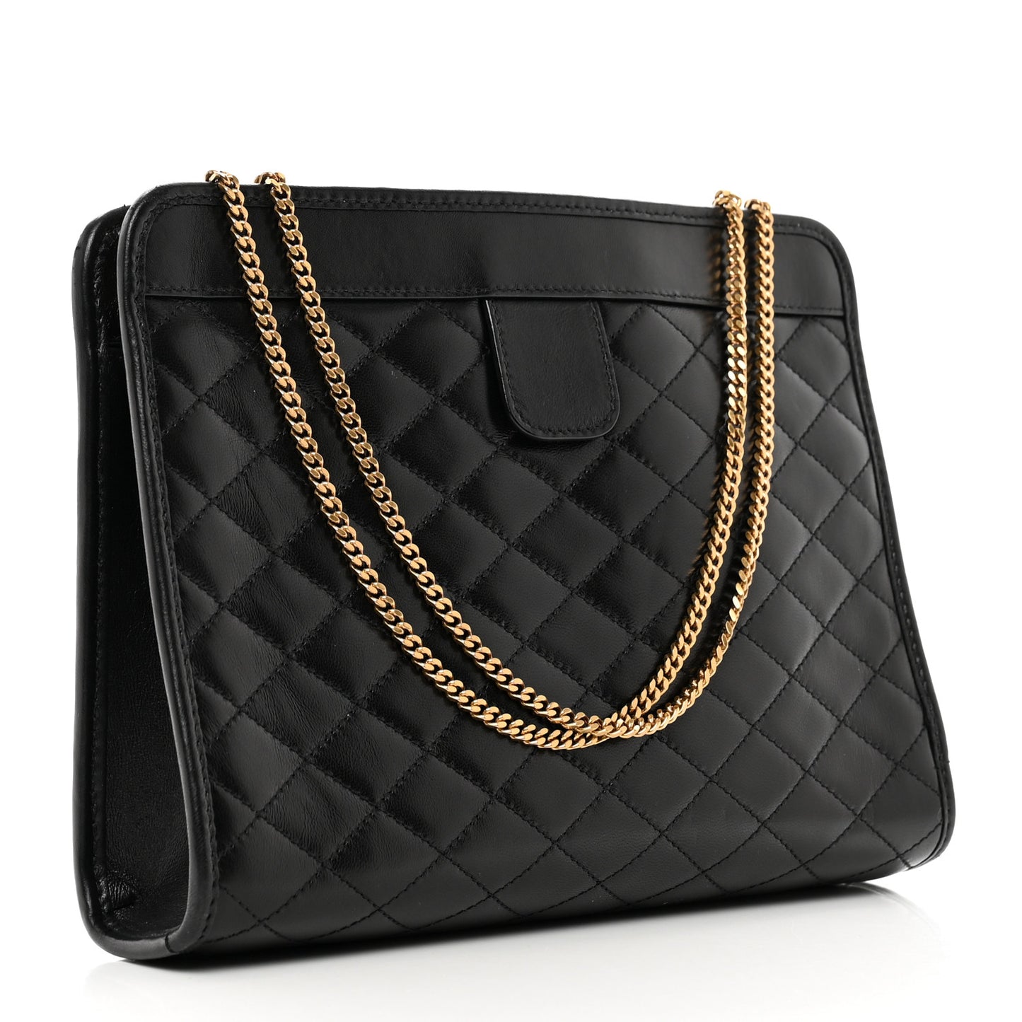 Lambskin Quilted Monogram Baby Victoire Chain Clutch Bag Black