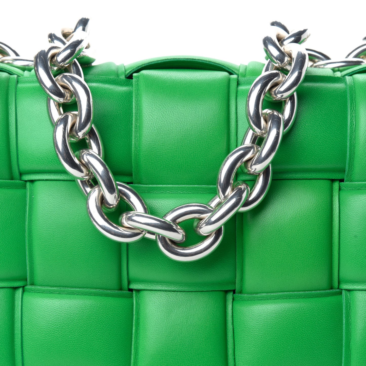 Lambskin Maxi Intreccio Padded Chain Cassette Crossbody Bag Grass