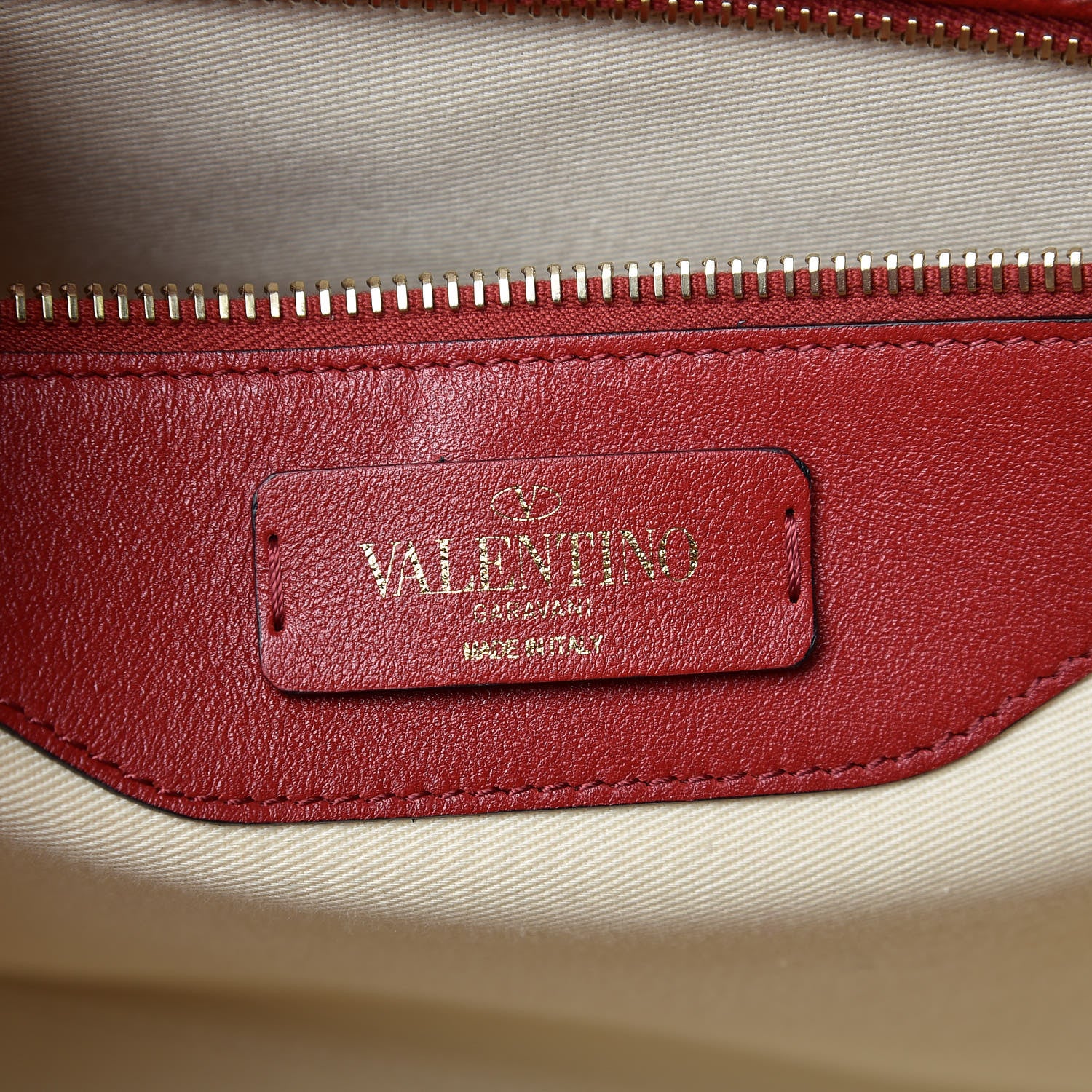 Valentino Garavani Calfskin Canvas Chevron Inlay Rockstud Shoulder Tote Red White Blue 6 of 8