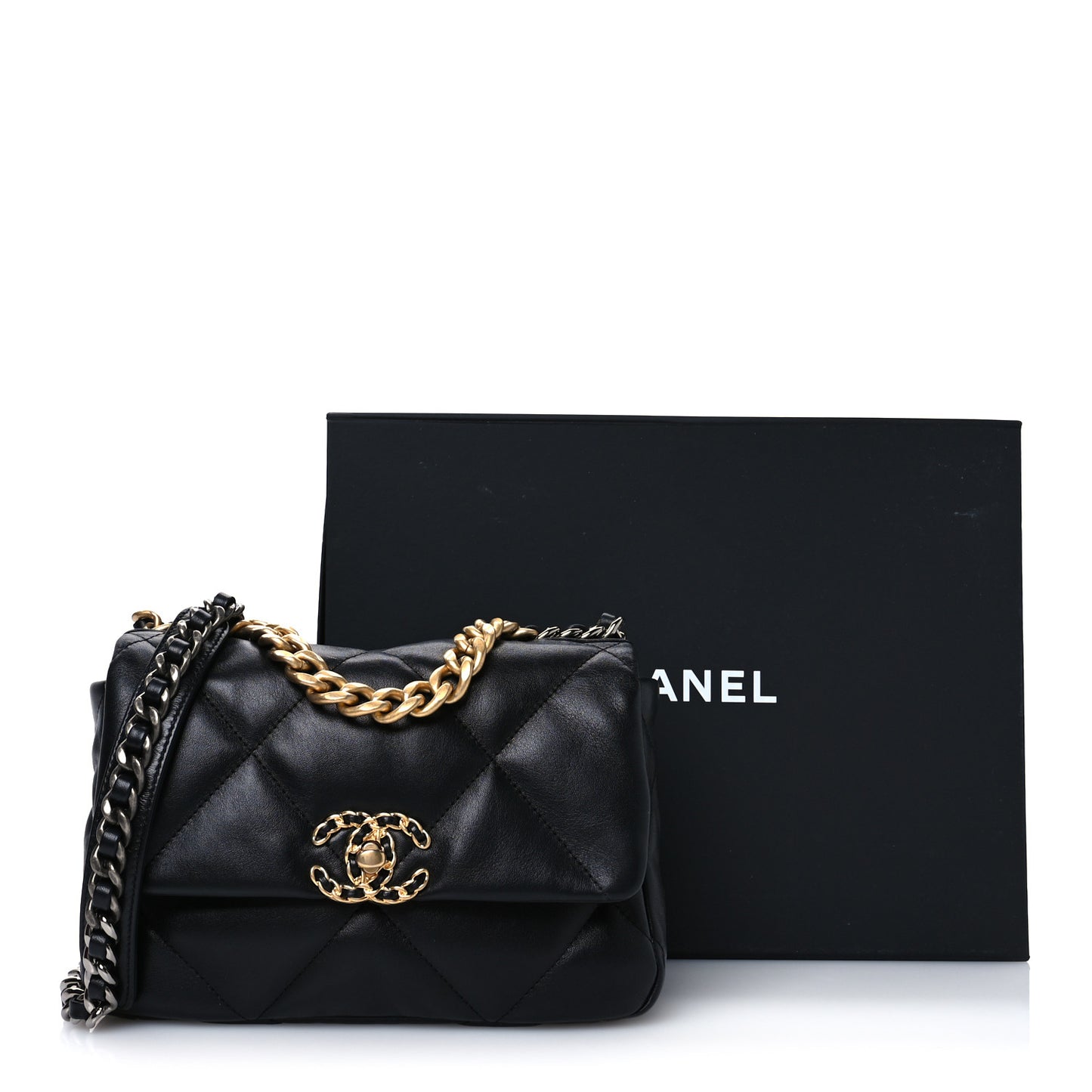 Lambskin Quilted Medium Chanel 19 Flap Black