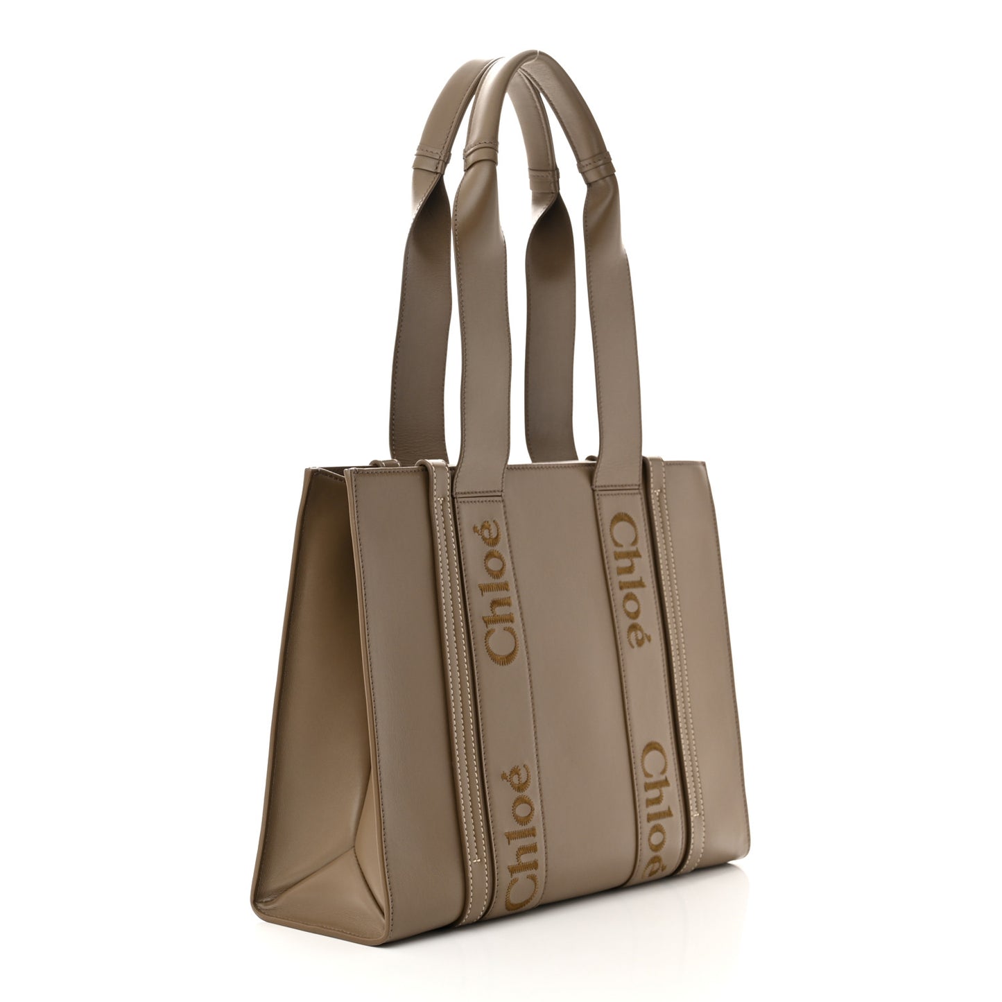 Calfskin Medium Woody Tote Army Green