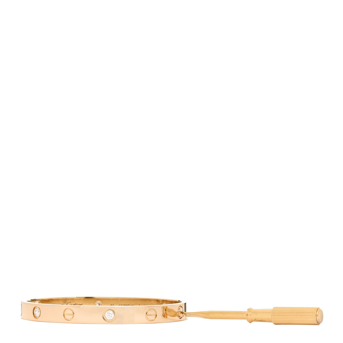 18K Yellow Gold 4 Diamond LOVE Bracelet 17