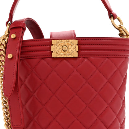 Chanel Calfskin Quilted Boy Bucket Bag Red 8 of 10