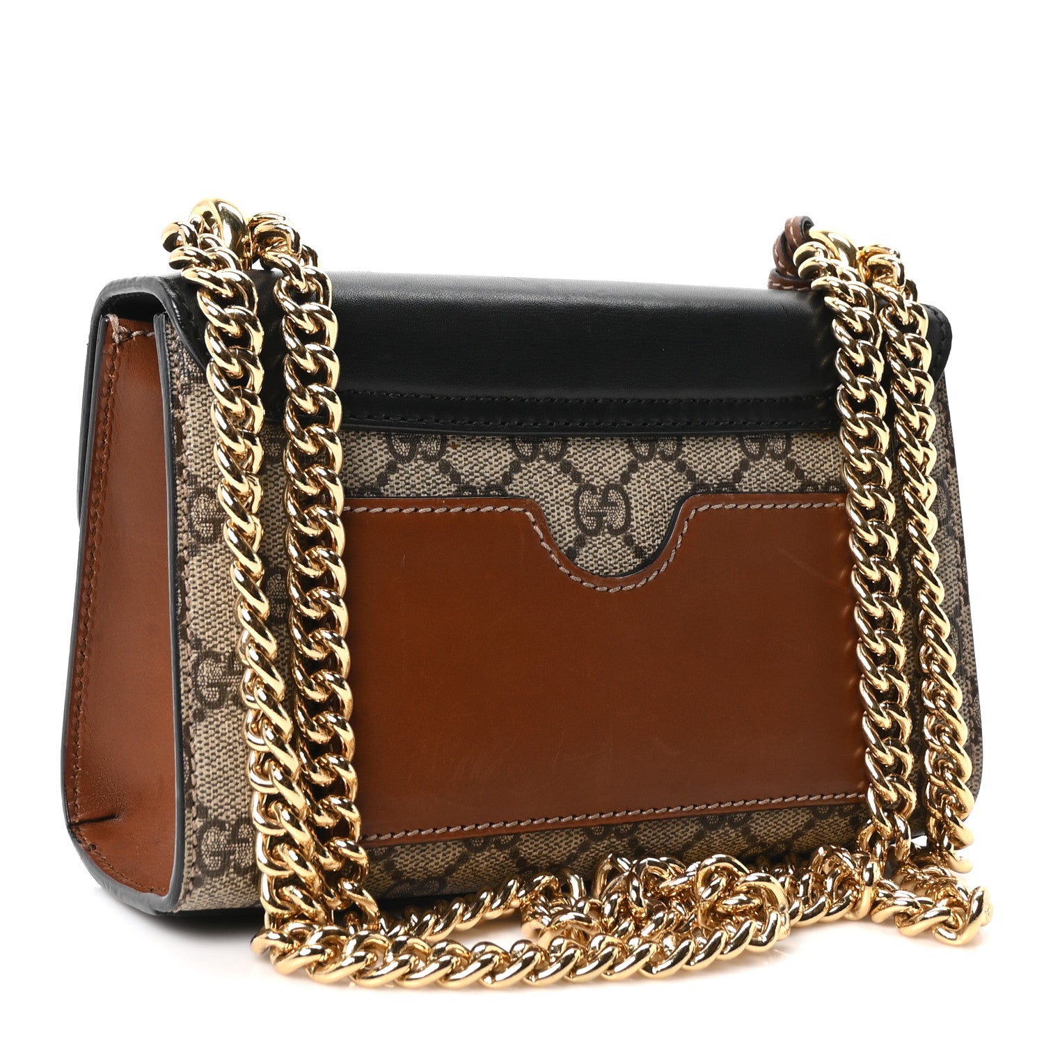 Gucci GG Supreme Monogram Calfskin Small Padlock Shoulder Bag Beige Black Cuir 3 of 10