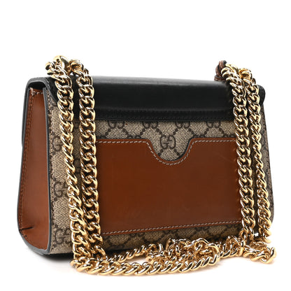 Gucci GG Supreme Monogram Calfskin Small Padlock Shoulder Bag Beige Black Cuir 3 of 10
