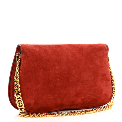 Gucci Suede Talco Roxy Calfskin Blondie Chain Shoulder Flap Bag Blondie Red 2 of 10