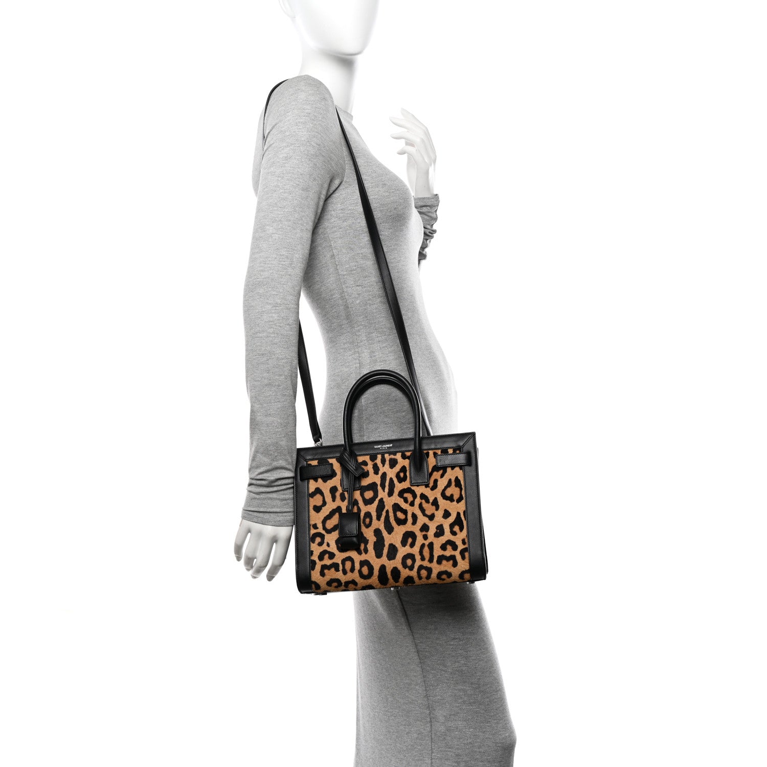 Saint Laurent Pony Hair Leopard Print Baby Sac De Jour Black 2 of 14