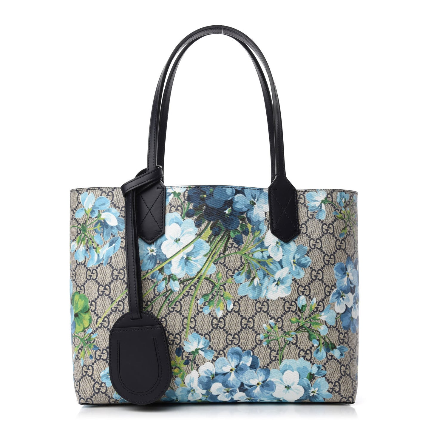 GG Supreme Monogram Blooms Small Reversible Tote Beige Blue Navy