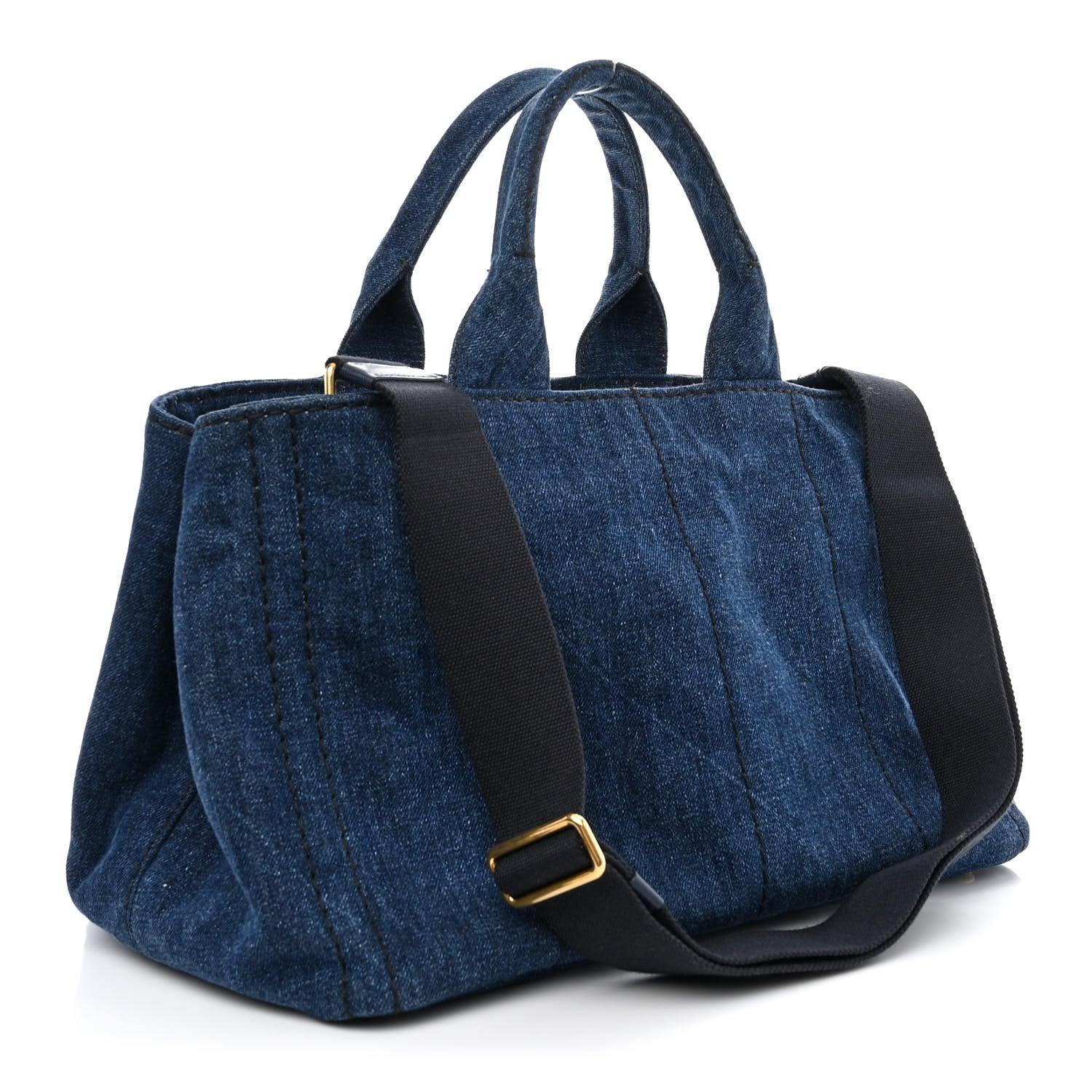 Prada Denim Logo Tote Bleu 3 of 11