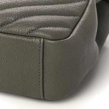 Saint Laurent Sheepskin Matelasse Chevron Monogram Medium College Bag Fog 5 of 8