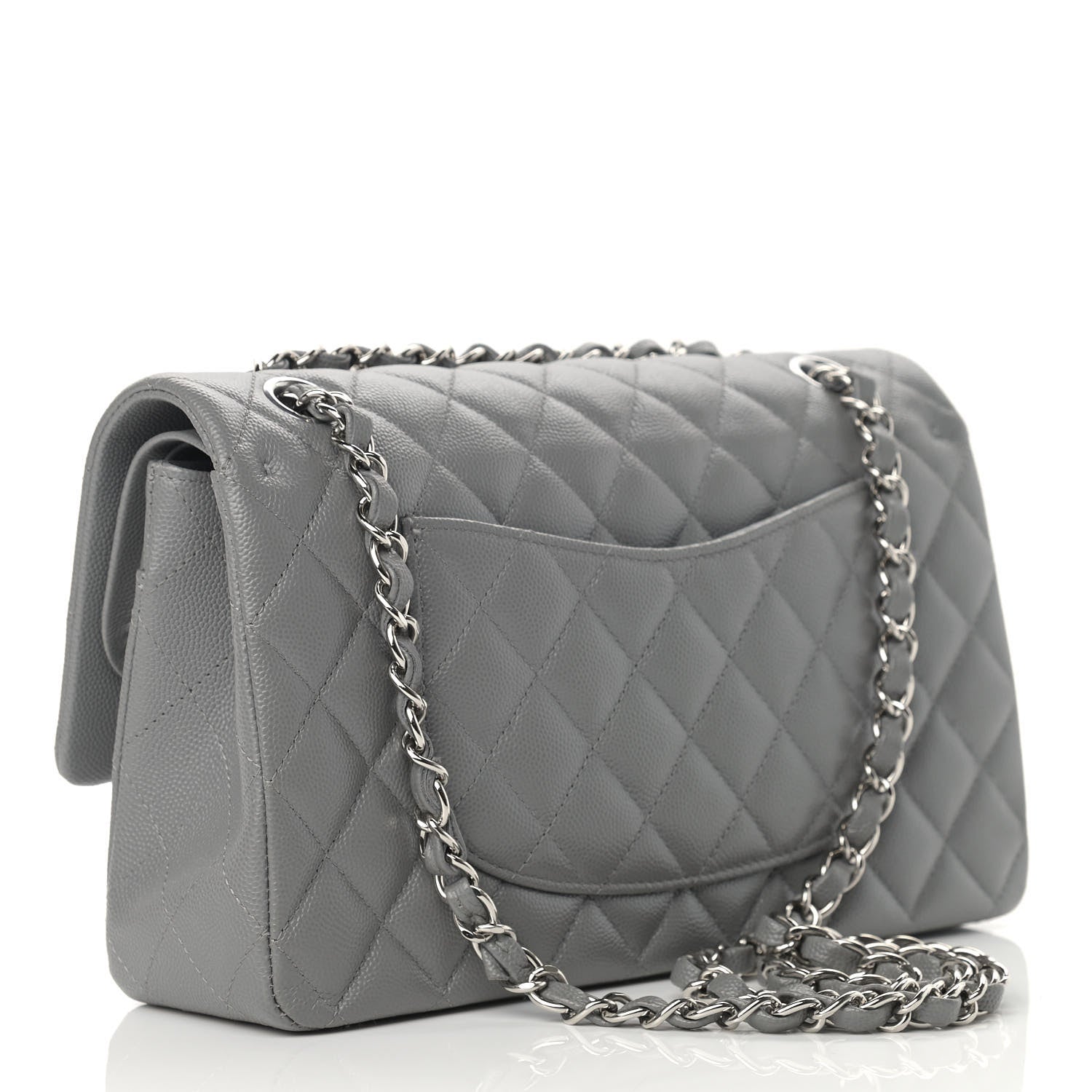 Chanel Caviar Quilted Medium Double Flap Grey 3 of 13
