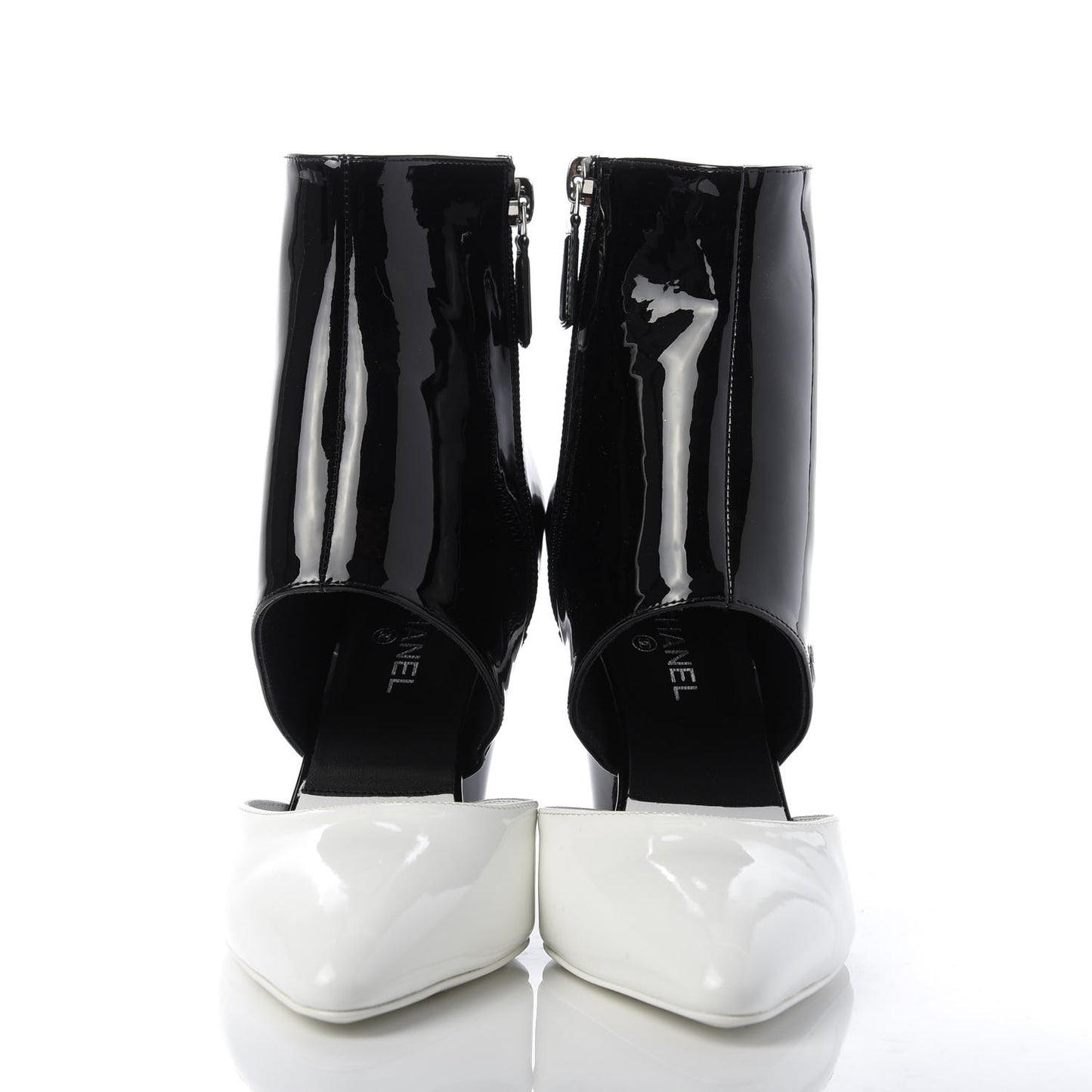 Patent Calfskin Pumps 36 Black White