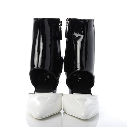 Chanel Patent Calfskin Pumps 36 Black White 2 of 10