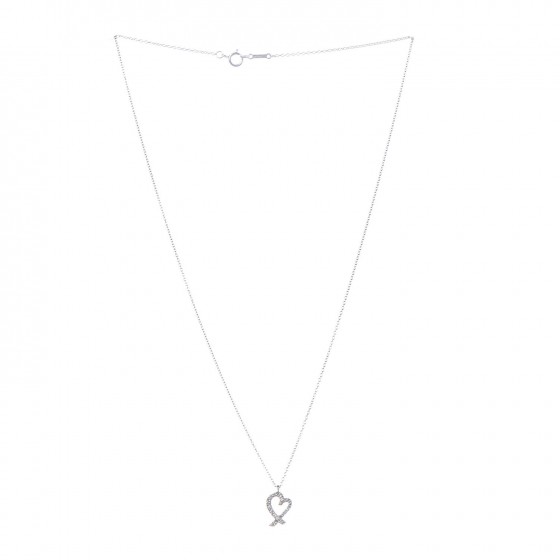 Tiffany 18K White Gold Diamond Mini Paloma Picasso Loving Heart Pendant Necklace 3 of 6