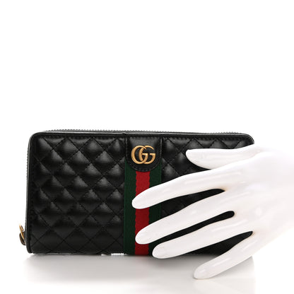 Gucci Calfskin Web Trapuntata GG Zip Around Wallet Black 2 of 10