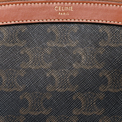 Celine Triomphe Canvas Calfskin Small Zipped Pouch Tan 7 of 9
