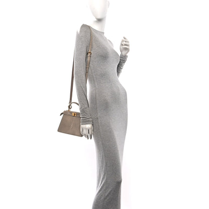 Fendi Stingray Shiny Nappa Petite Peekaboo I SEE U Satchel Tortora 2 of 9