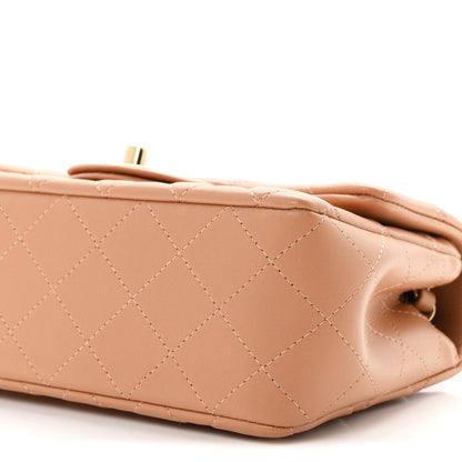 Chanel Lambskin Quilted Mini Rectangular Flap Dark Beige 10 of 10