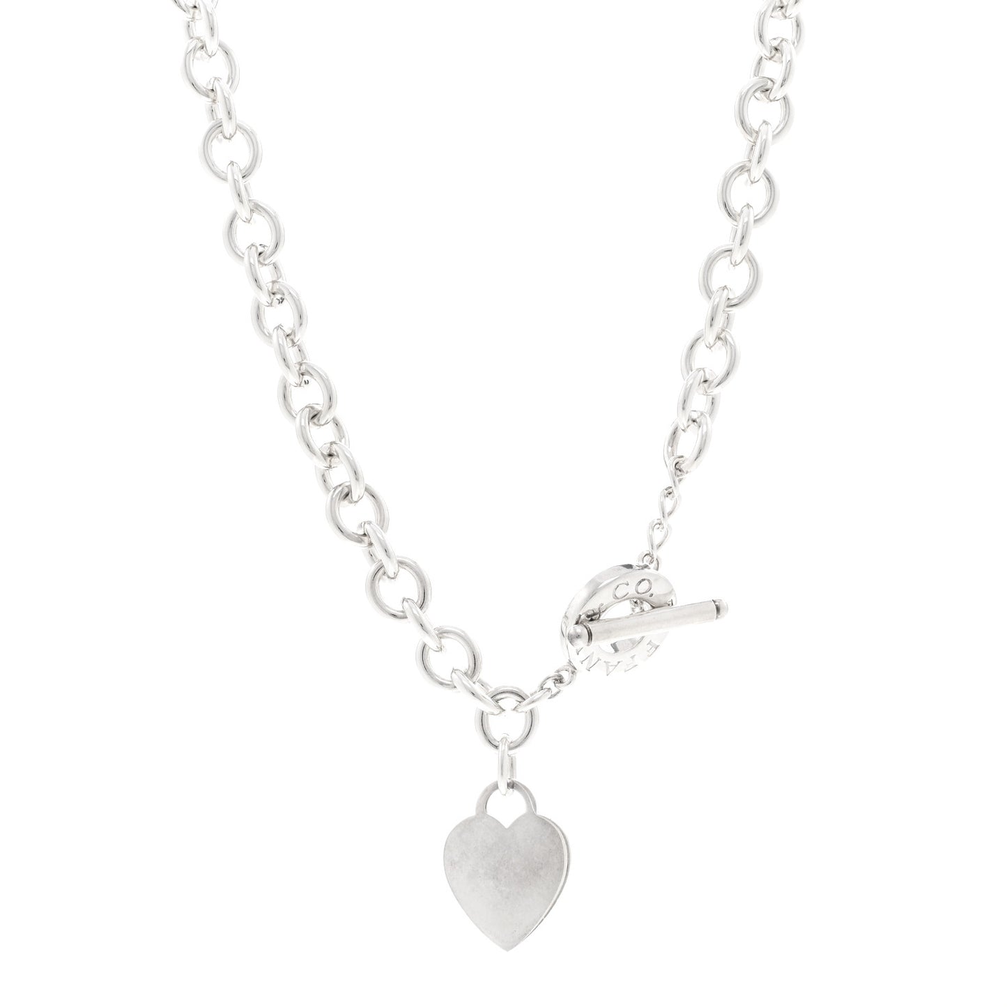 Sterling Silver Heart Tag Toggle Necklace