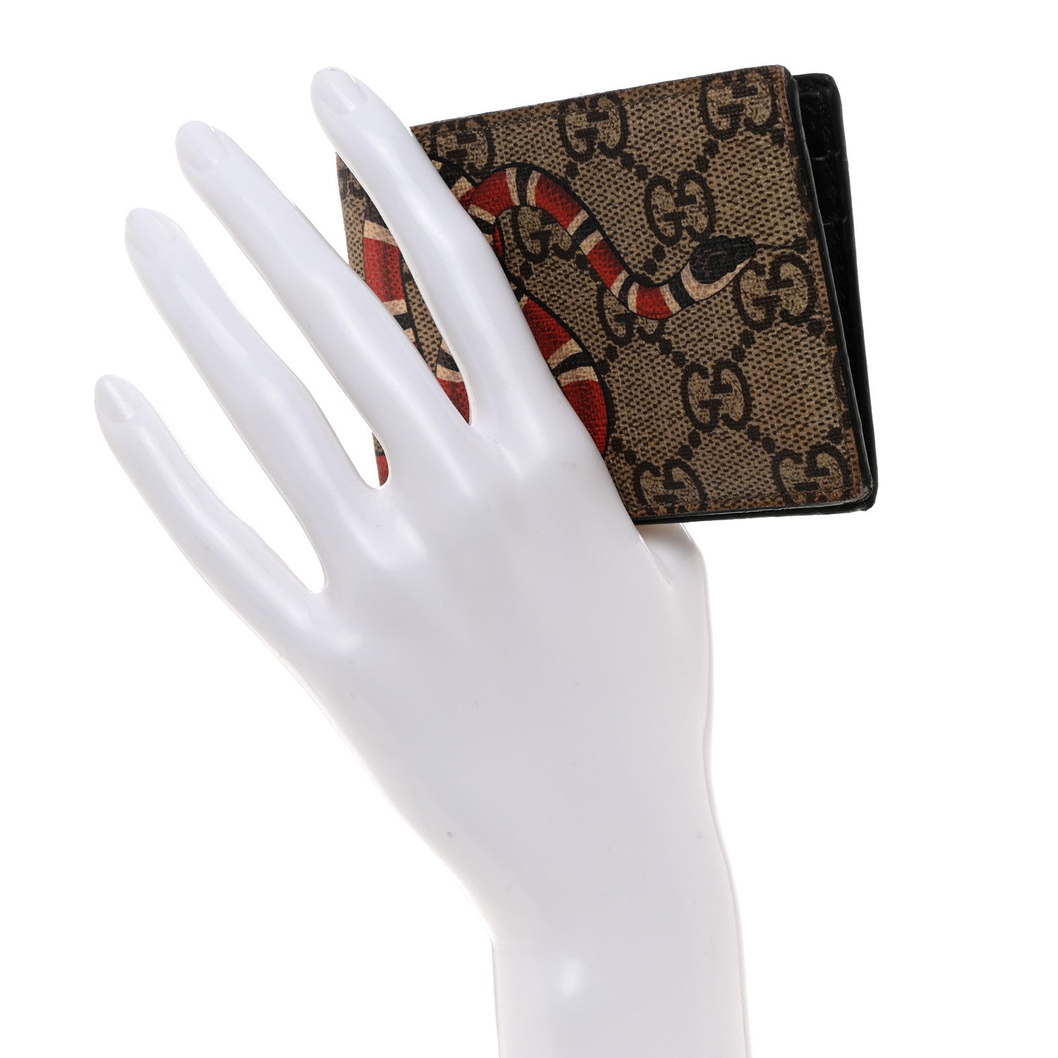 Gucci GG Supreme Monogram Kingsnake Bi-Fold Wallet Beige 2 of 9