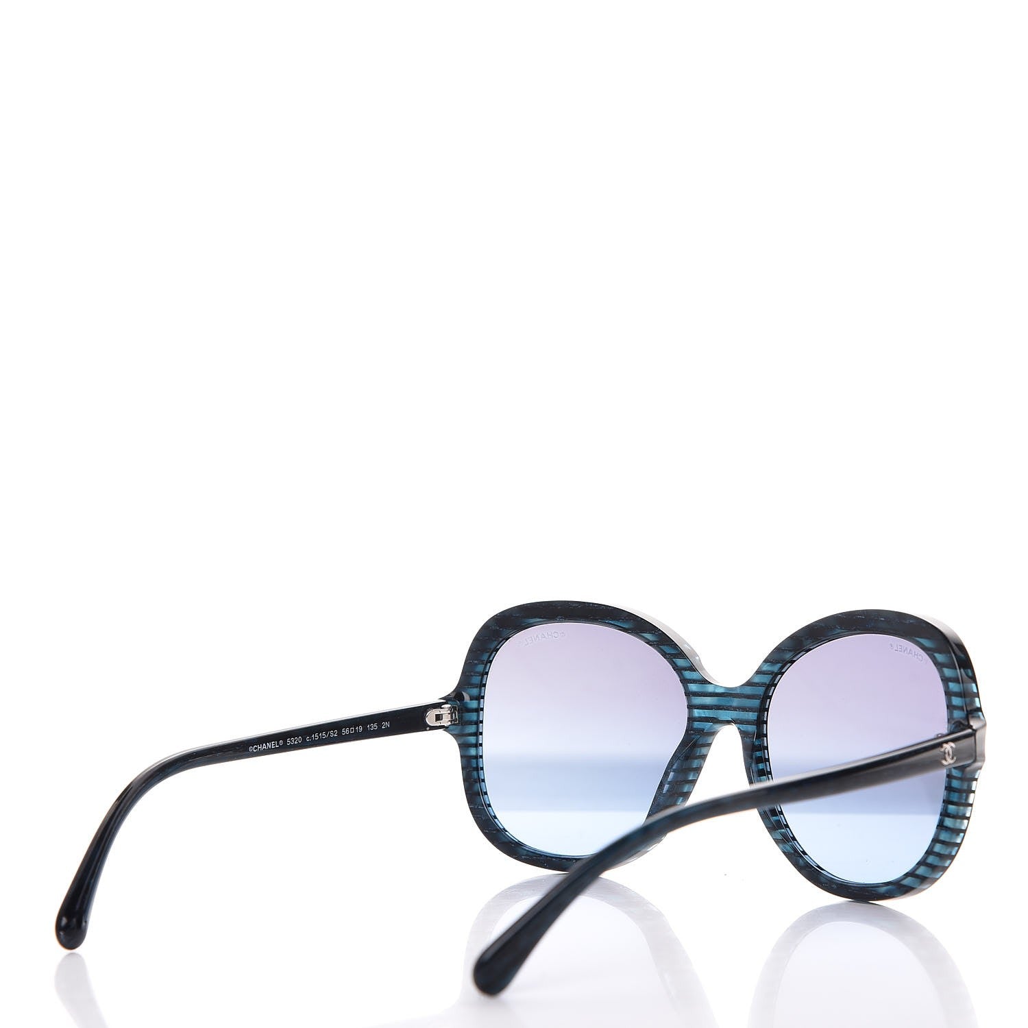 Chanel CC Striped Glitter Sunglasses 5320 Blue 4 of 9