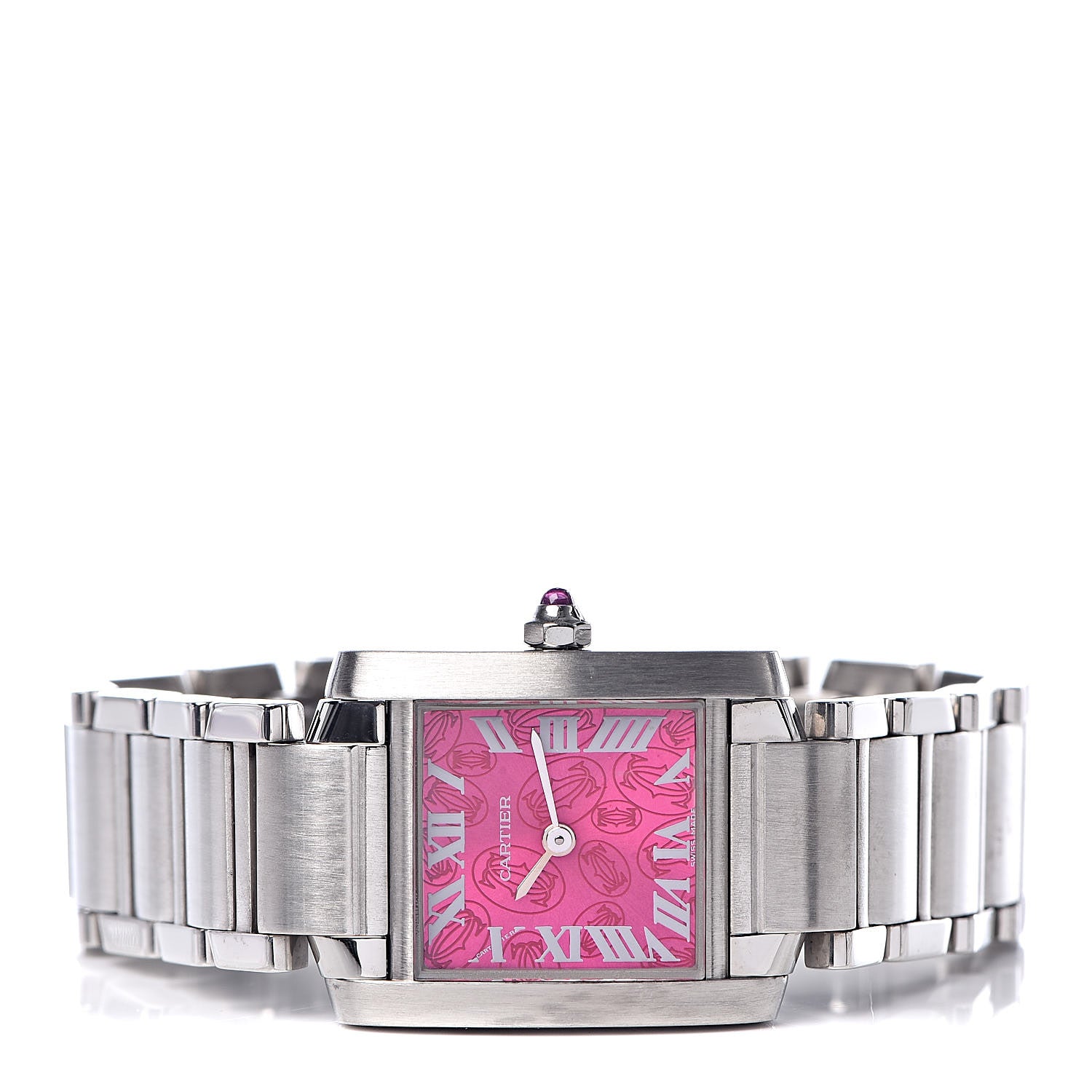 Cartier Stainless Steel 20mm Tank Francaise Quartz Watch Raspberry 3 of 8