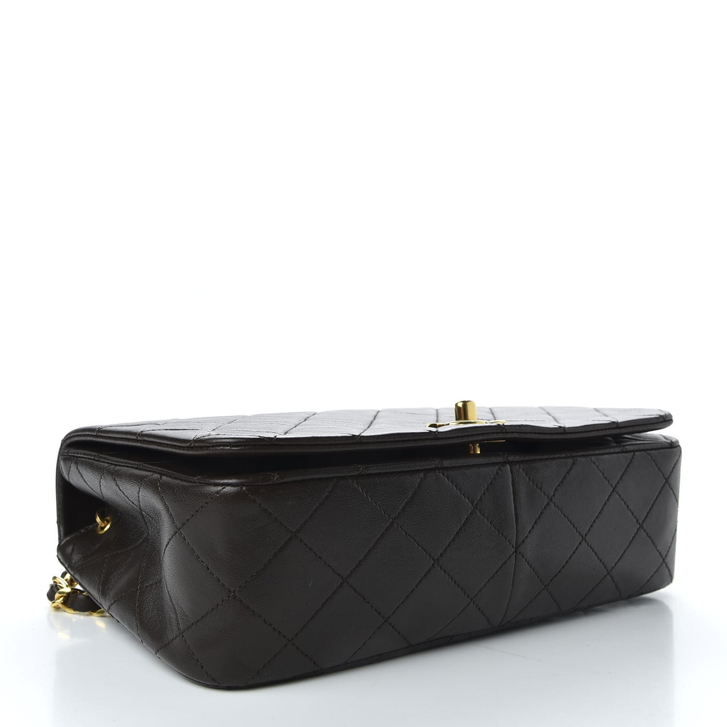 Lambskin Quilted Small Single Flap Bag Dark Brown