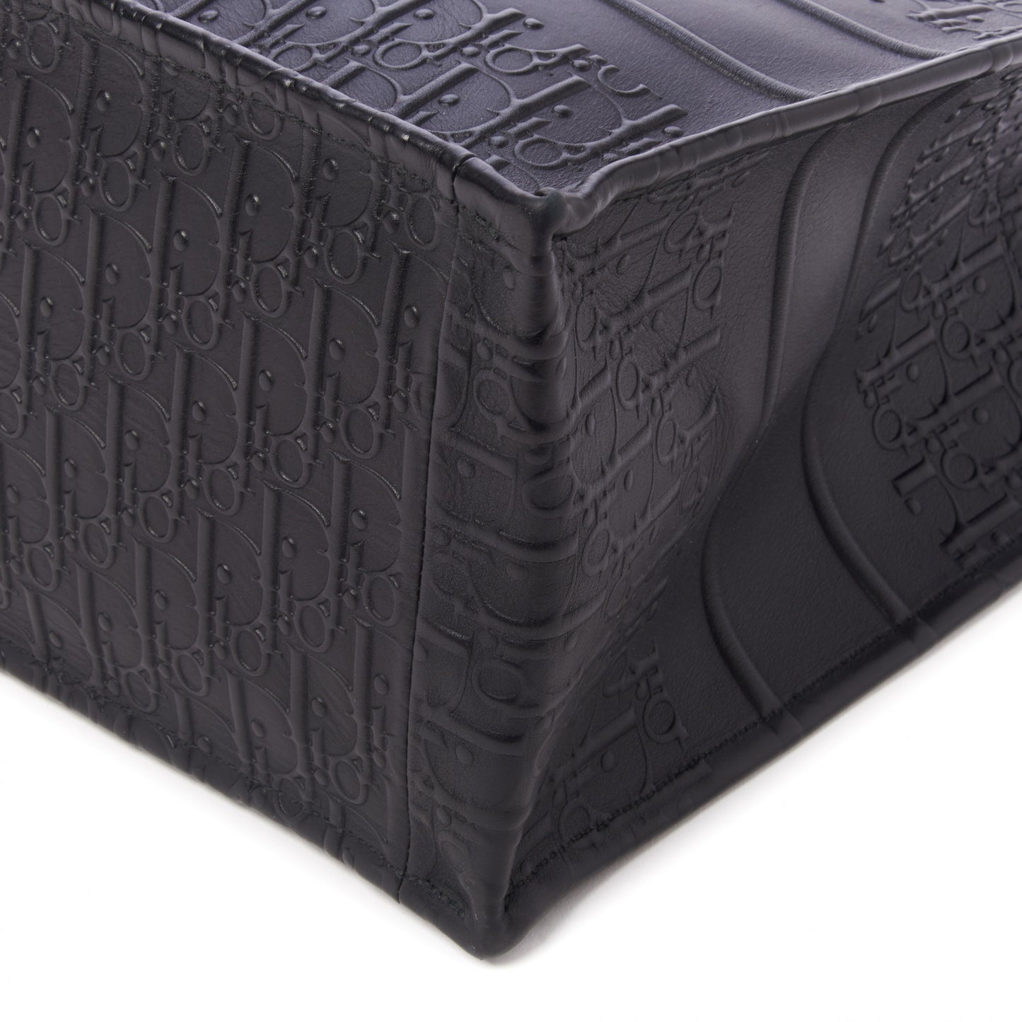 Oblique Calfskin Embossed Medium Book Tote Black
