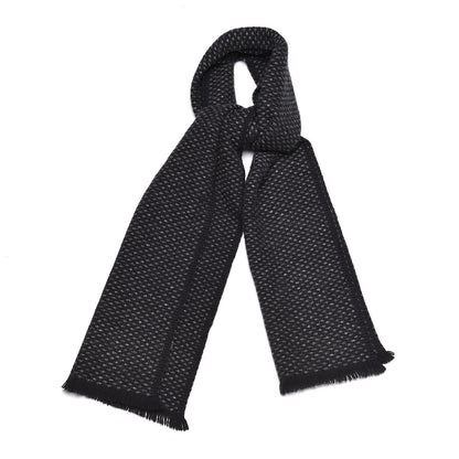 Chanel Cashmere CC Woven Scarf Black Grey 1 of 4