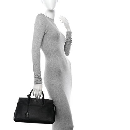Saint Laurent Grained Calfskin Small Cabas Rive Gauche Black 2 of 22
