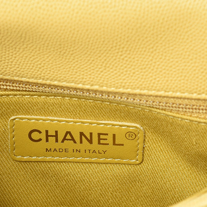 Chanel Caviar Chevron Quilted Mini Coco Handle Flap Yellow 8 of 9