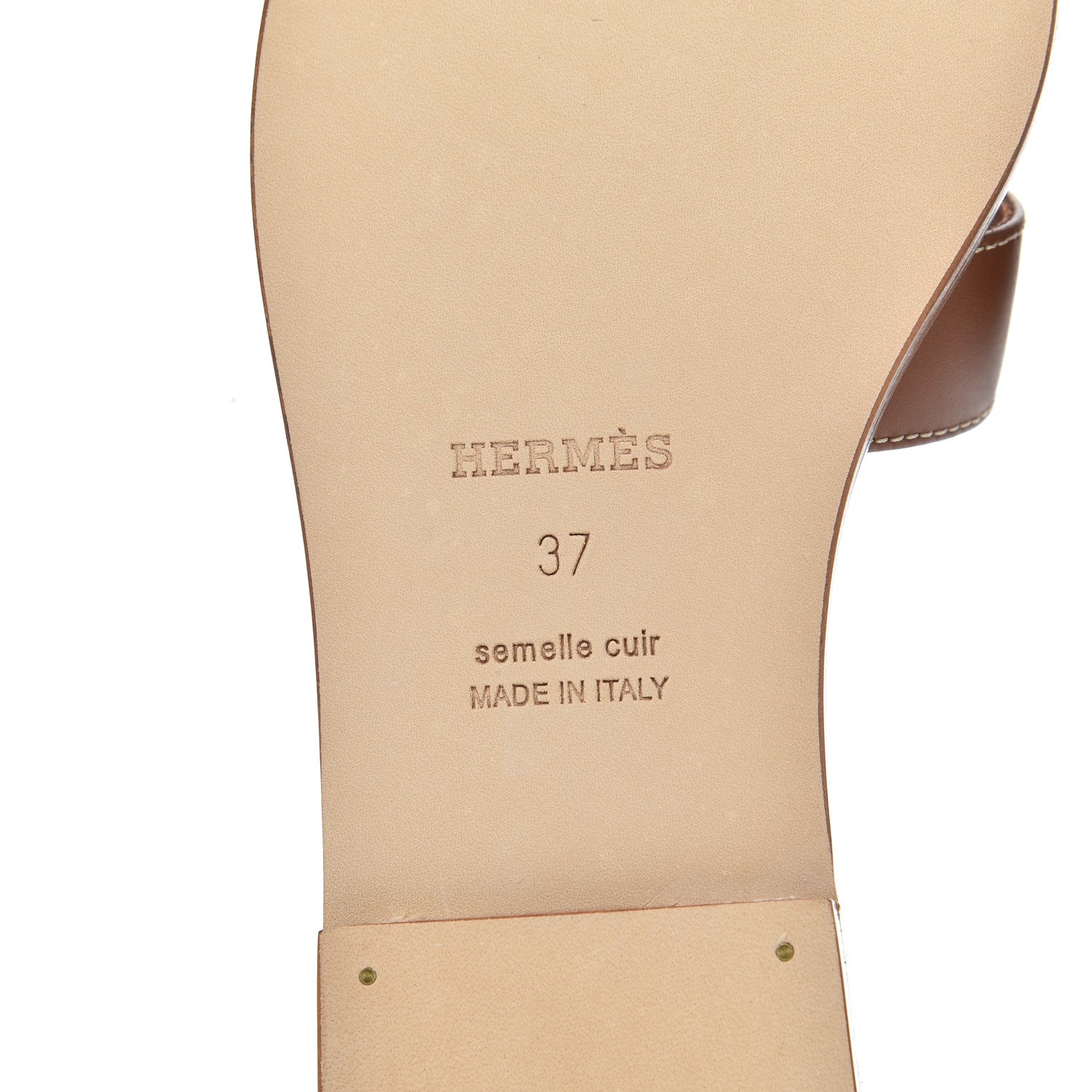 Hermes Box Calfskin Oran Sandals 37 Gold 7 of 16