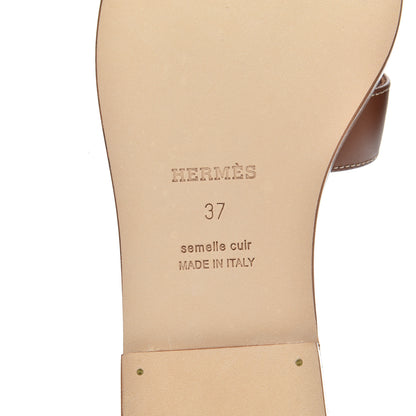 Hermes Box Calfskin Oran Sandals 37 Gold 7 of 16