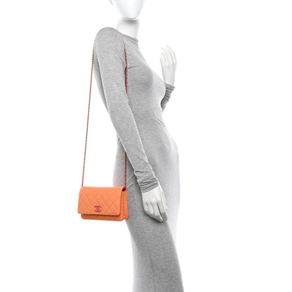 Chanel Lambskin Quilted Sunset Boulevard Wallet On Chain WOC Orange Coral 2 of 12