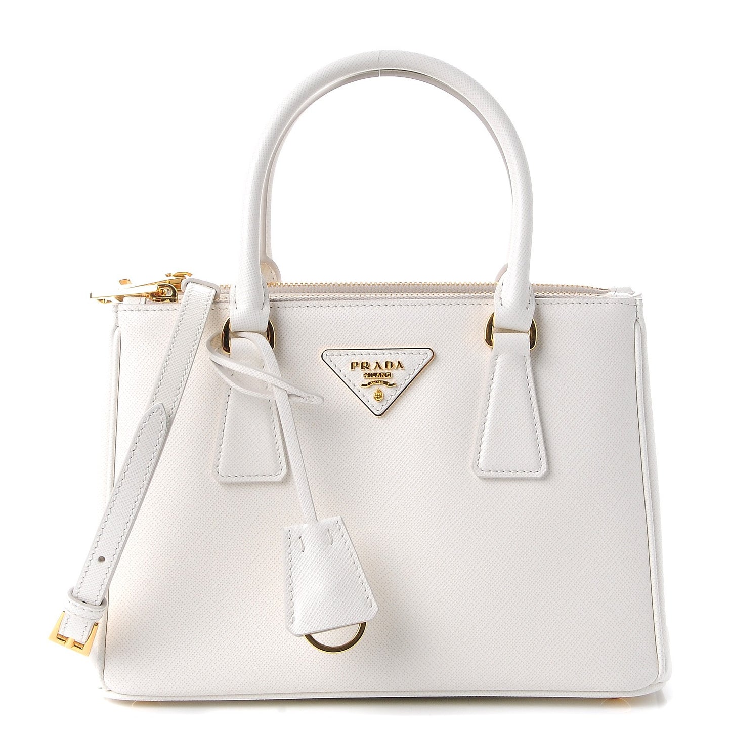 Saffiano Lux Small Galleria Double Zip Tote White