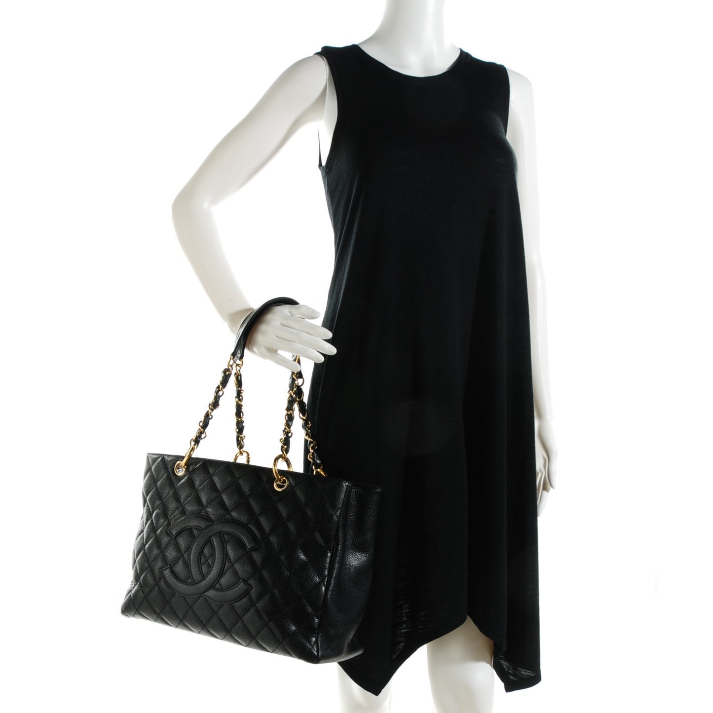 Caviar Quilted Grand Shopping Tote GST Black