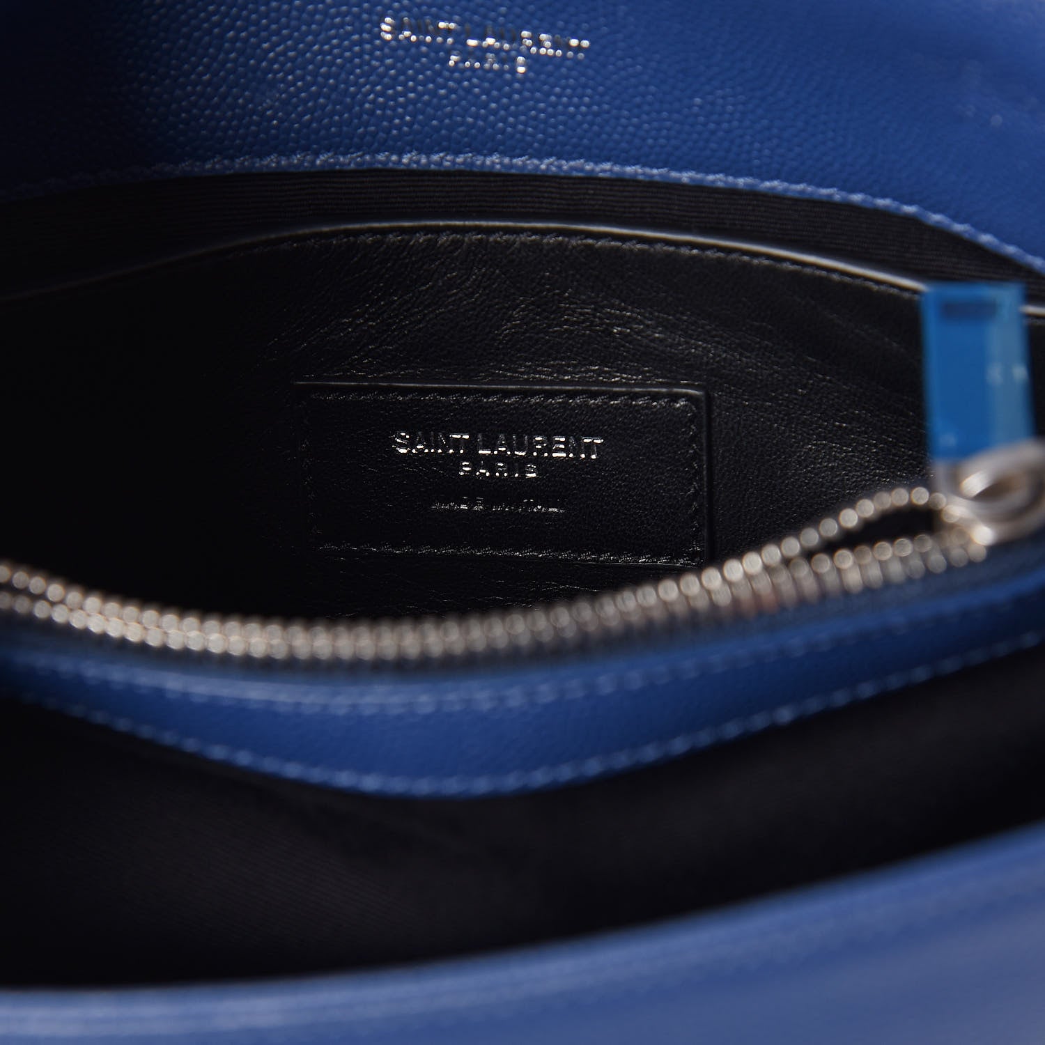Saint Laurent Grain De Poudre Small West Hollywood Monogram Fold-Over Bag Denim 6 of 10