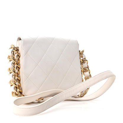Chanel Calfskin Quilted Small Framing Chain Flap Bag White 3 of 10