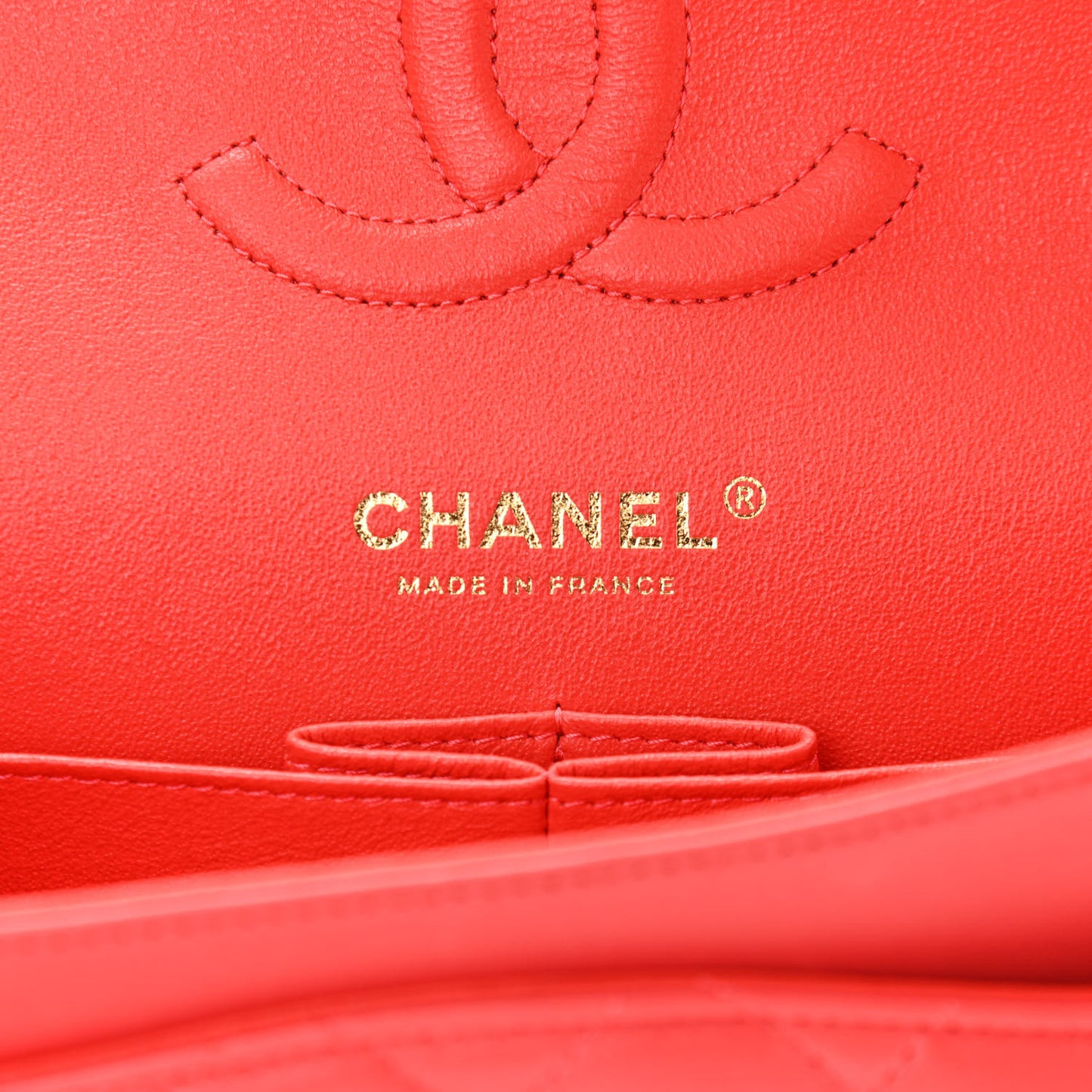 Lambskin Quilted Medium Double Flap Red