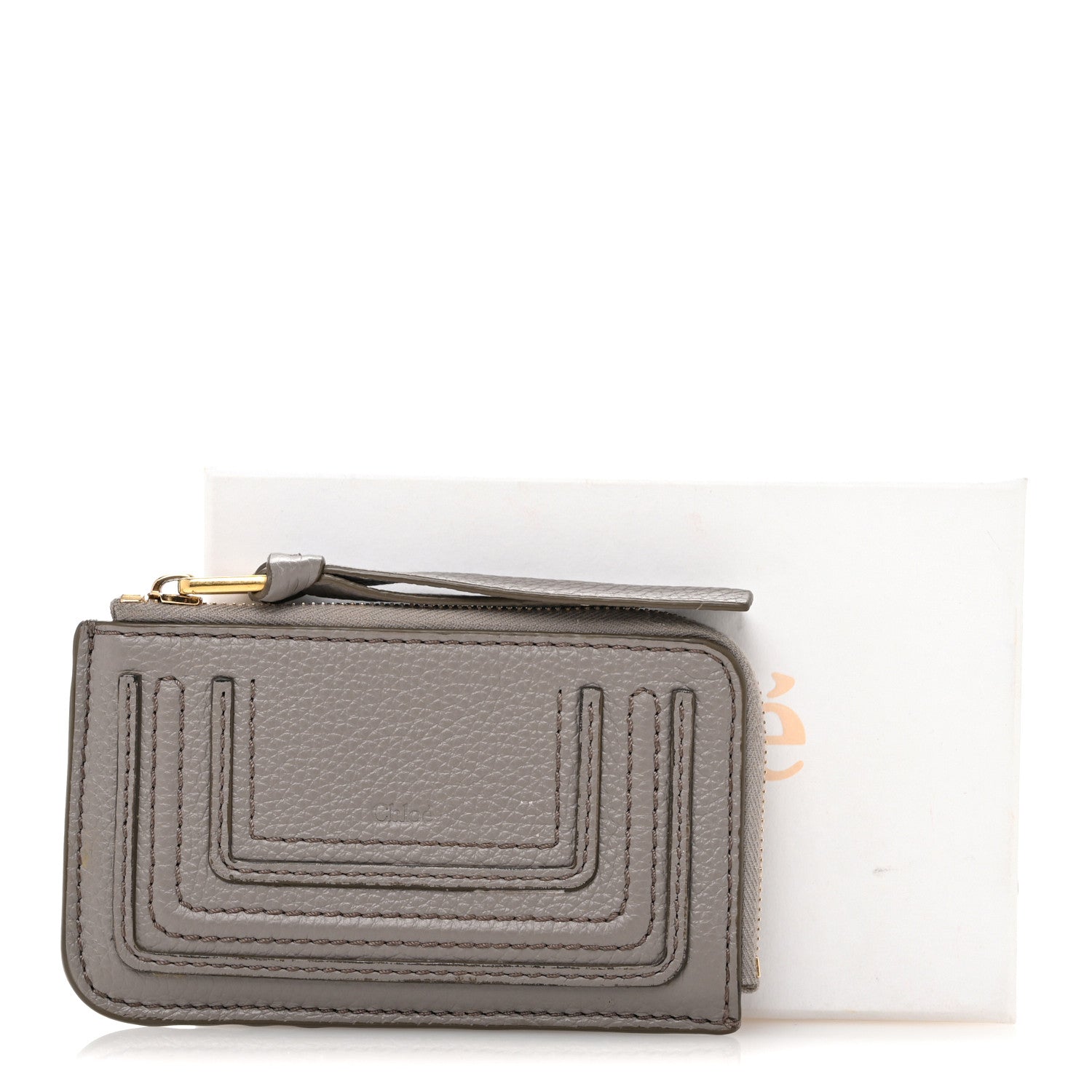 Chloe Grained Calfskin Medium Marcie Zip Card Holder Cashmere Grey 11 of 11