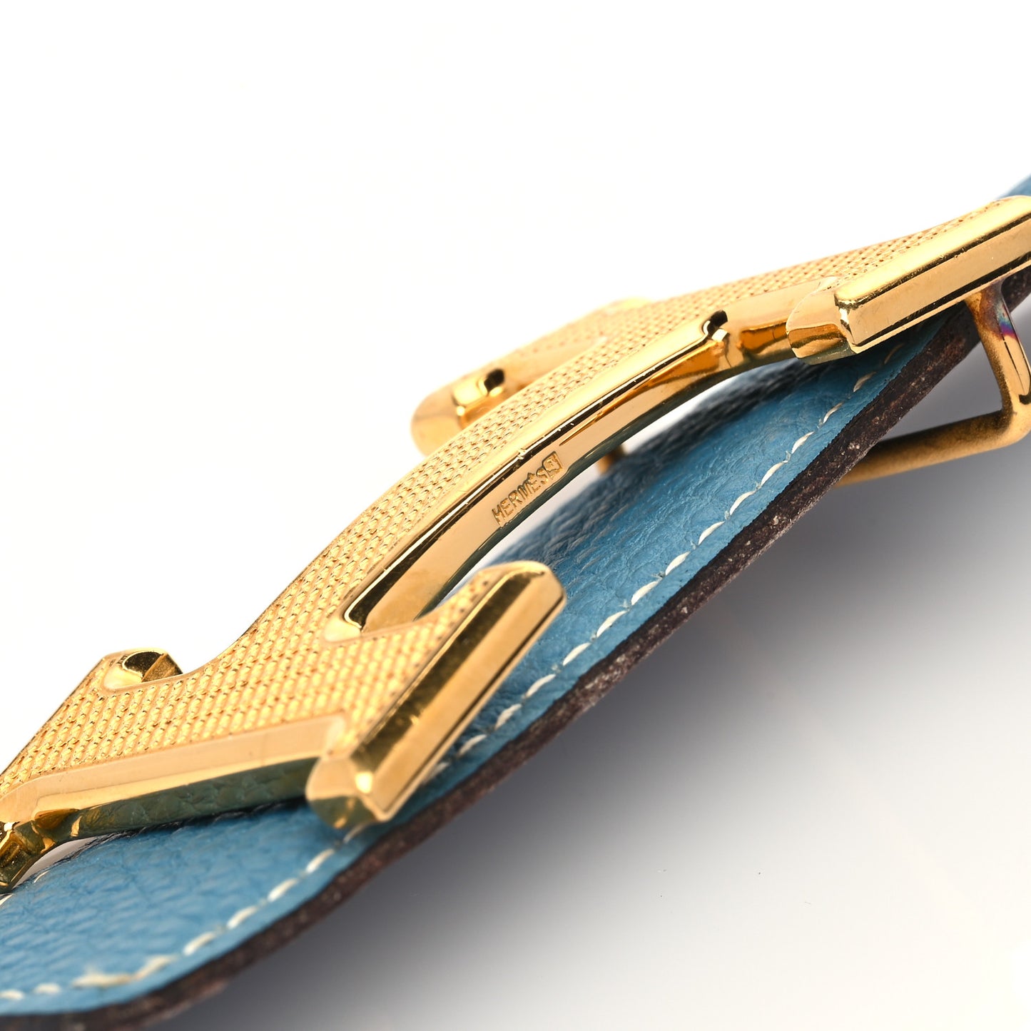 Togo Box 32mm Guilloche H Belt 75 Blue Jean Black