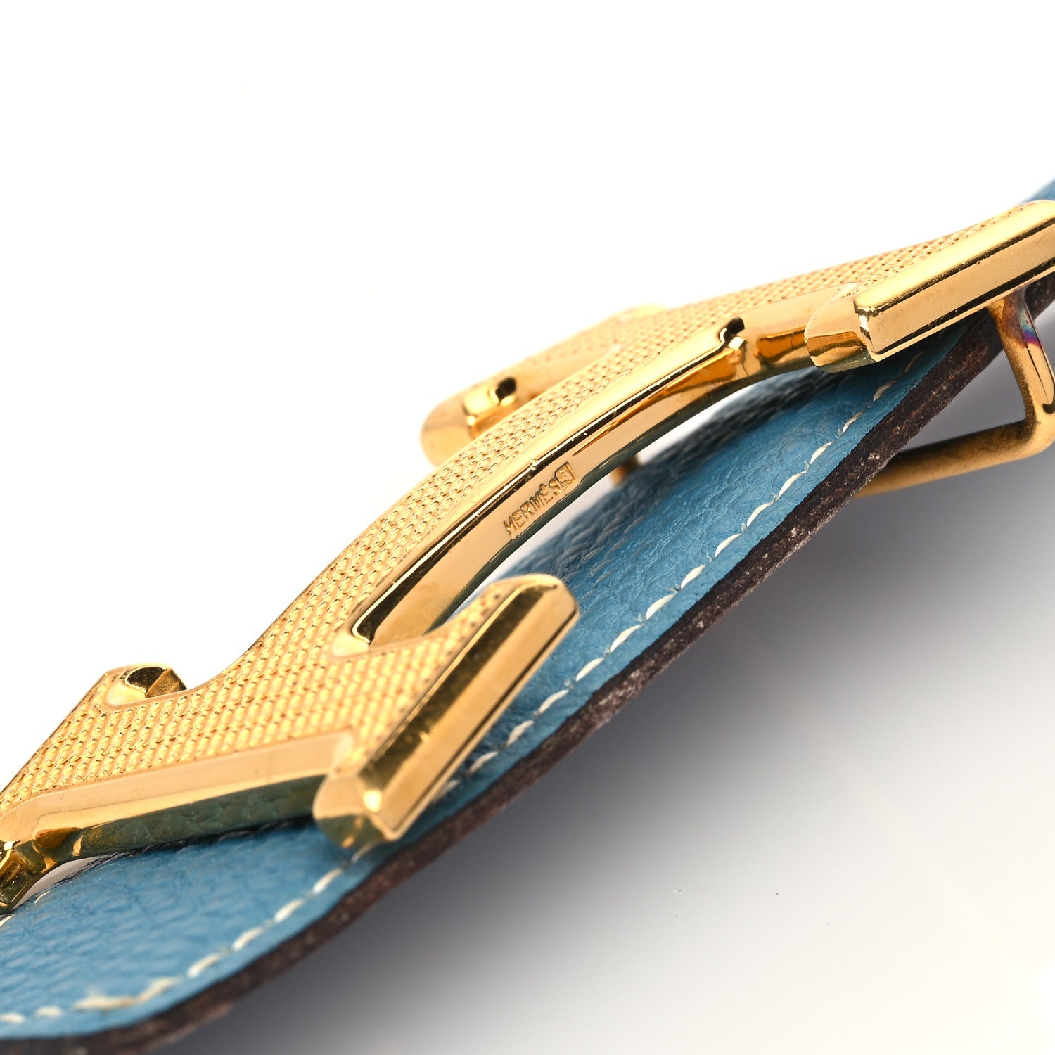 Hermes Togo Box 32mm Guilloche H Belt 75 Blue Jean Black 4 of 6